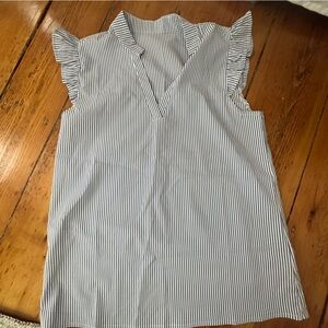 Striped Tank with Ruffle Sleeves